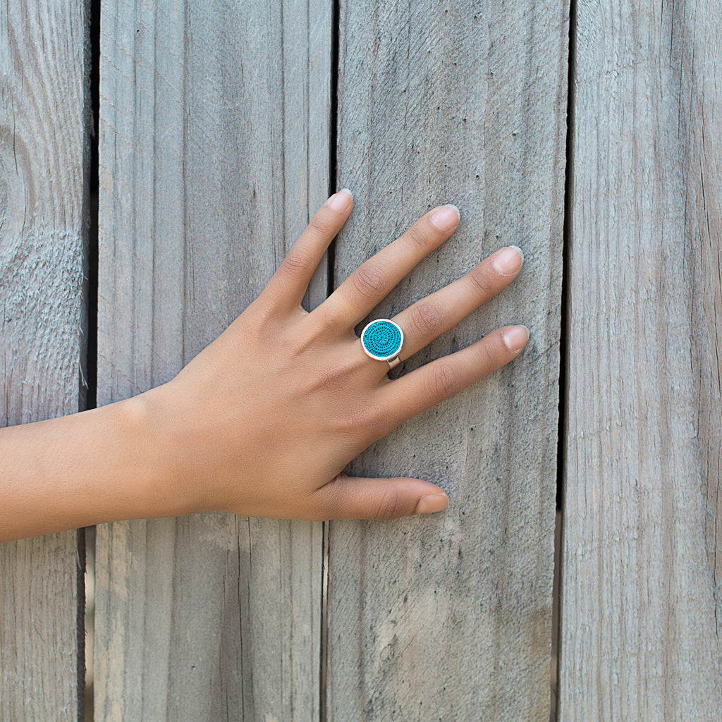 Silver Ring - Aqua