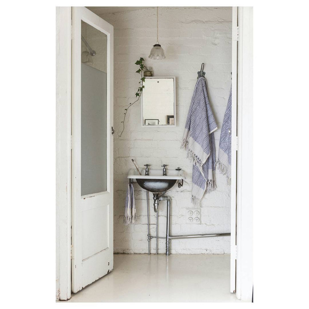 Grey & White Hand Towel