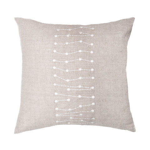 Dots Embroider Natural Linen Medium Cushion