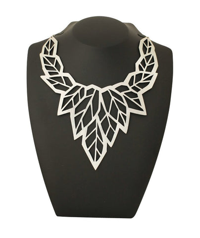 Geo Leaf Necklace Silver