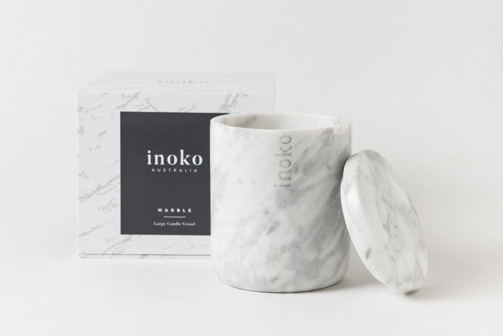 Large Marble Candle Vessel