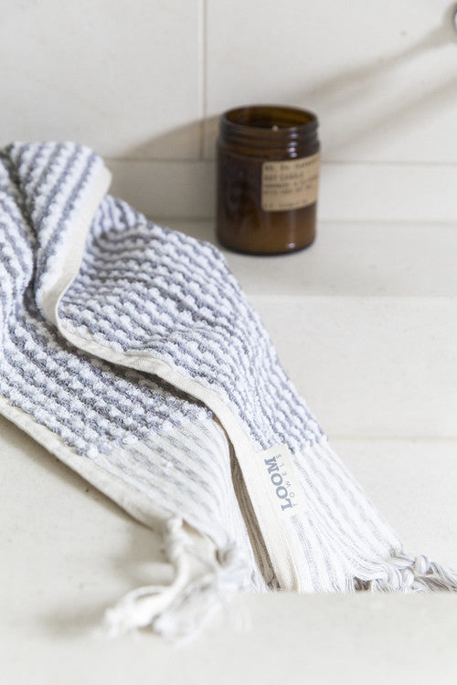 Grey & White Hand Towel
