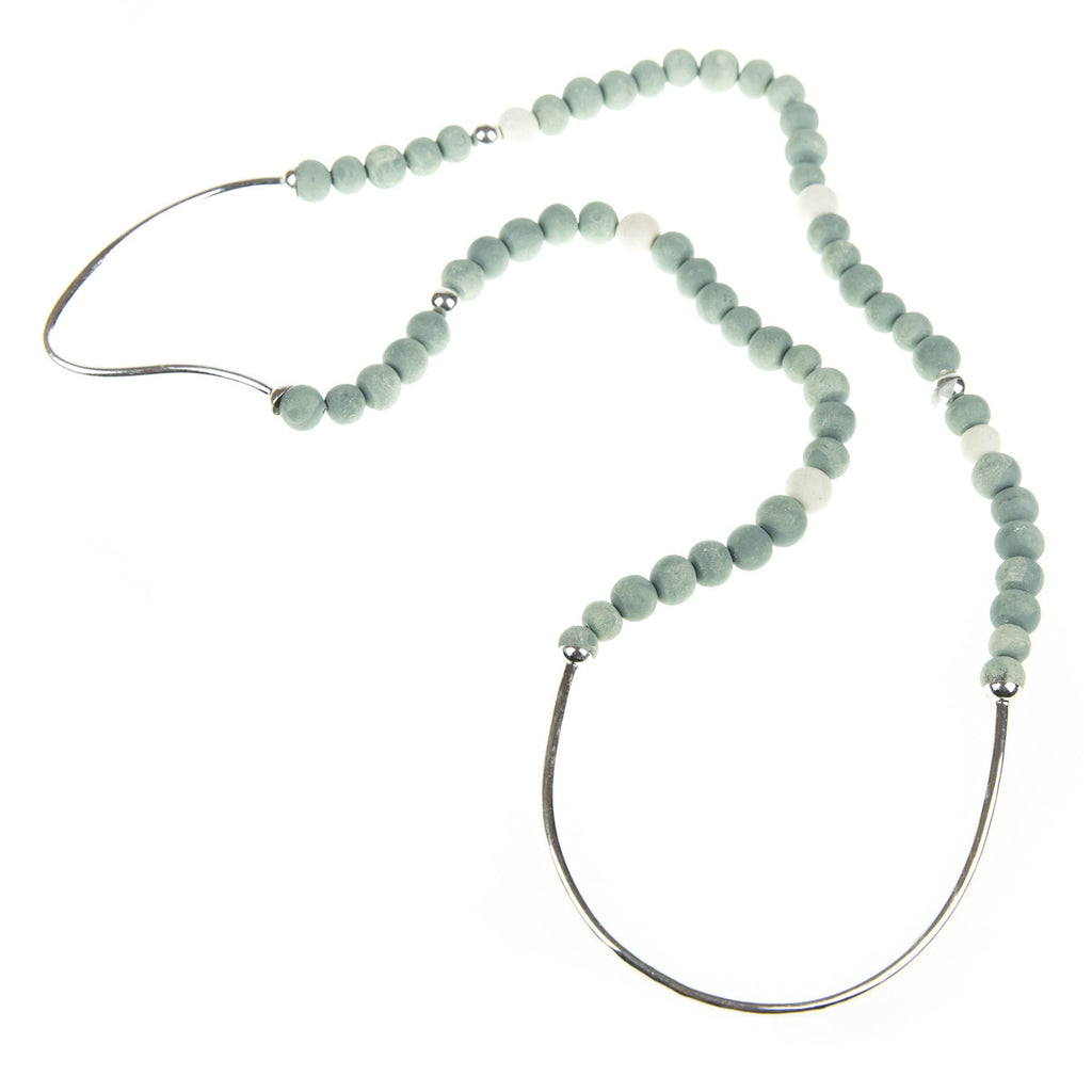 Tahndi Long Necklace - Pale Seaspray & Silver