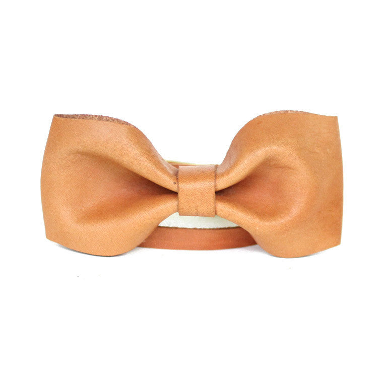 Leather Bow Tie - Tan Leather Bow Tie - Tan
