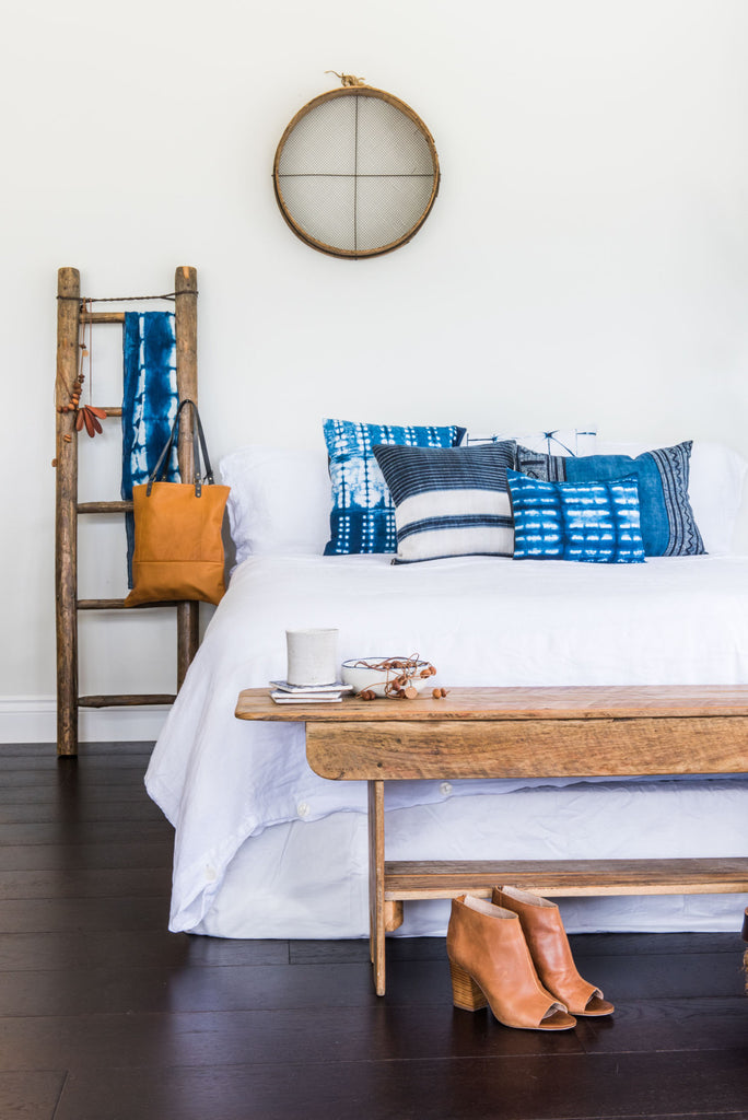 Shibori Blue Square Cushion