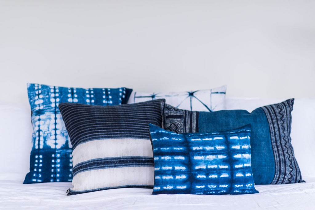 Shibori Blue Square Cushion