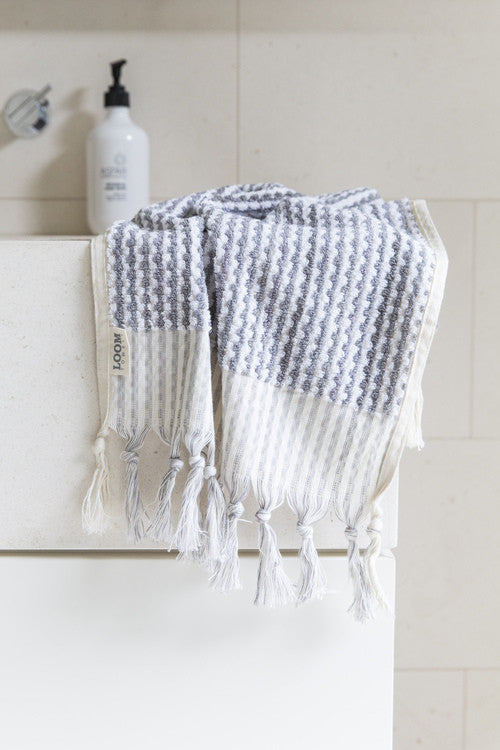 Grey & White Hand Towel