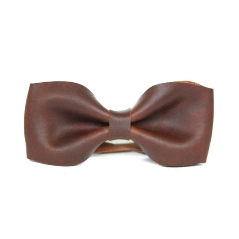 Leather Bow Tie - Brown