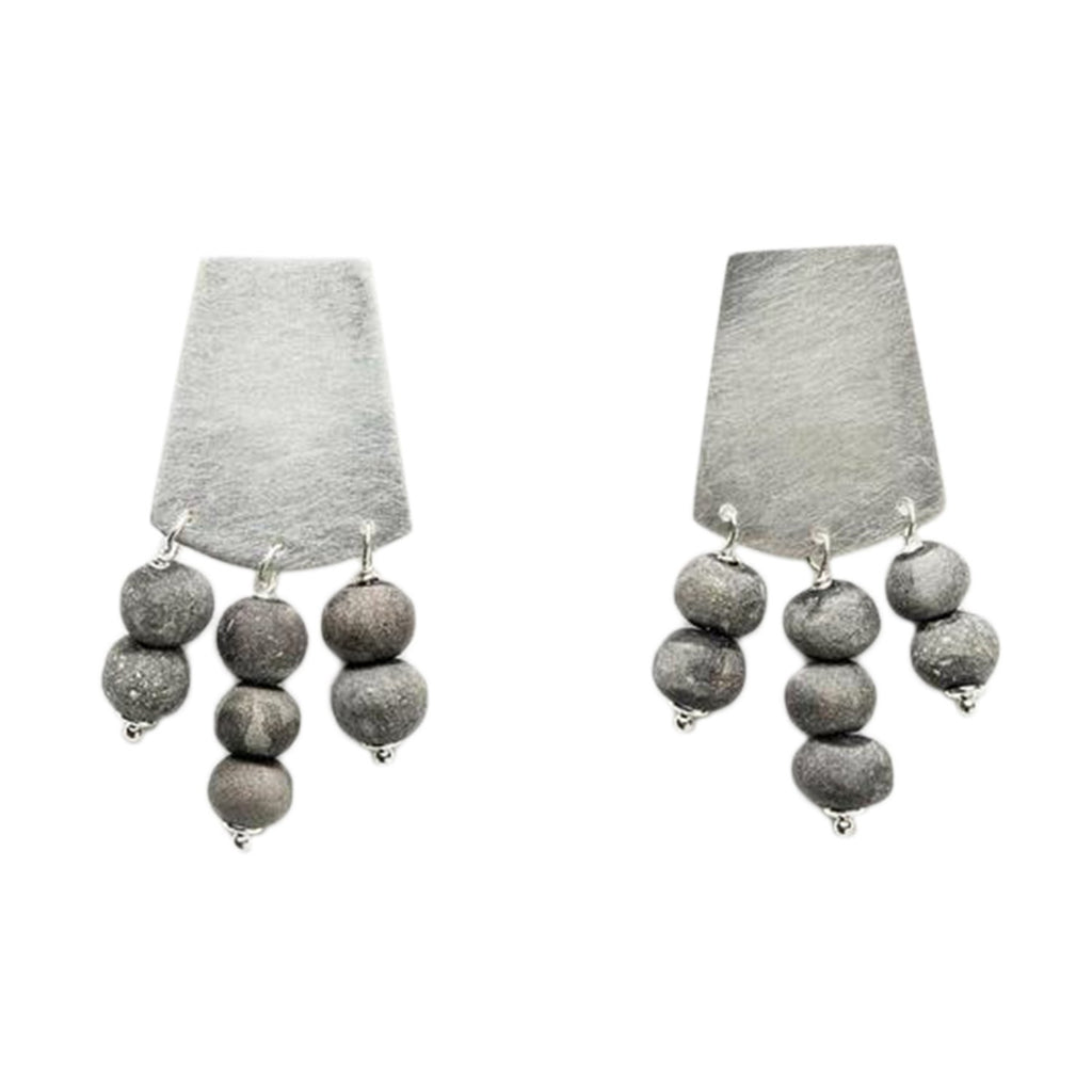 Kali Short Earrings - Charcoal & Silver